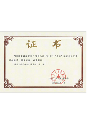 2005年1月PCAS灰砂活化劑獲“九五、十五”科技成果獎